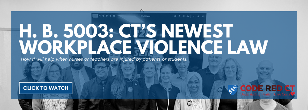 Graphic promoting CT's assault injury compensation bill signing short video